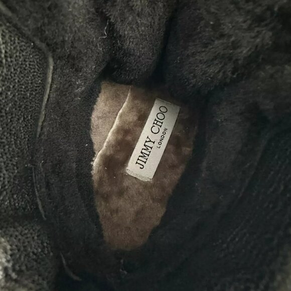 JIMMY CHOO Elba Black Leather Suede Pom Pom Flat Ankle Boots Size 38 - Picture 14 of 14